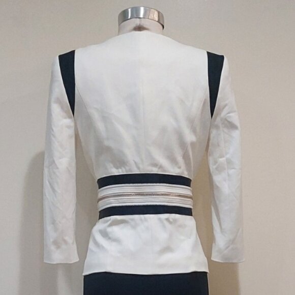 💥SHOWSTOPPER💥VTG Bebe Zipper Detaile Blazer in Brigth White & Black - Picture 7 of 16